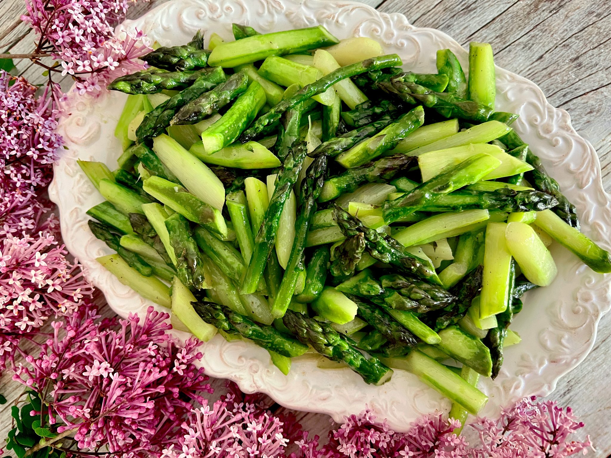 ASPARAGUS IN BEURRE MOUSSANT (FOAMING BUTTER) ALA JACQUES PEPIN Dish
