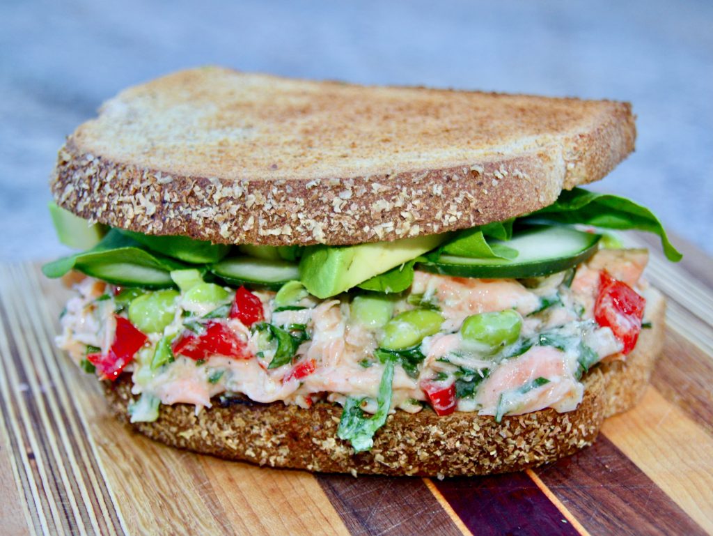 O”MEGA” HEALTHY SALMON AND EDAMAME SALAD SANDWICHES - Dish off the Block