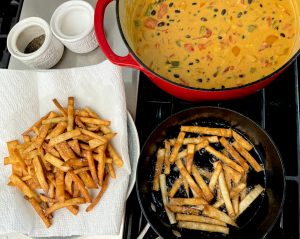 TEX MEX BEER & QUESO CHICKEN CHOWDER WITH CRUNCHY TORTILLA STRIPS