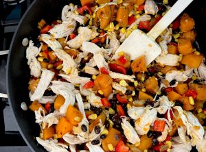 CRAVEABLE QUESO, CHICKEN, AND BUTTERNUT SQUASH CASSEROLE WITH A KICK