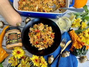 CRAVEABLE QUESO, CHICKEN, AND BUTTERNUT SQUASH CASSEROLE WITH A KICK