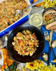 CRAVEABLE QUESO, CHICKEN, AND BUTTERNUT SQUASH CASSEROLE WITH A KICK