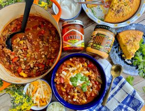 FOOTBALL TAILGATE PERFECTION - TOUCHDOWN SALSA CHILI AND KICK-OFF QUESO CORNBREAD
