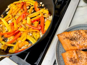 EASY ONE PAN SALMON AND BELL PEPPER COCONUT CURRY