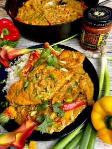 EASY ONE PAN SALMON AND BELL PEPPER COCONUT CURRY