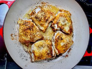 Easy One Pan Italian Chicken Thighs With Zucchini, Artichoke Hearts, And Orzo