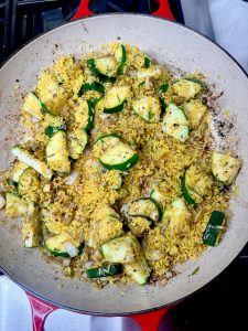 Easy One Pan Italian Chicken Thighs With Zucchini, Artichoke Hearts, And Orzo