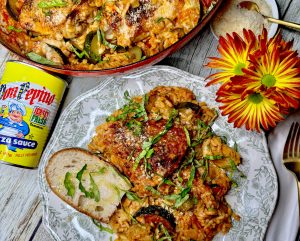 Easy One Pan Italian Chicken Thighs With Zucchini, Artichoke Hearts, And Orzo