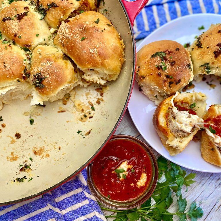 Cheesy Meatball Pull Apart Slider Skillet (2)